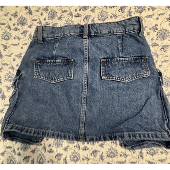 Reserved Denim Blue Mid Wash Jean Cargo Mini Skirt Small Utility Y2K Streetwear - Picture 2 of 7